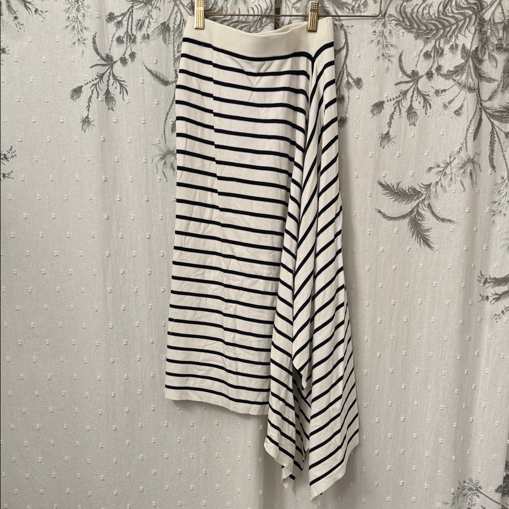 Club Monaco Asymmetrical Black and White Striped Skirt